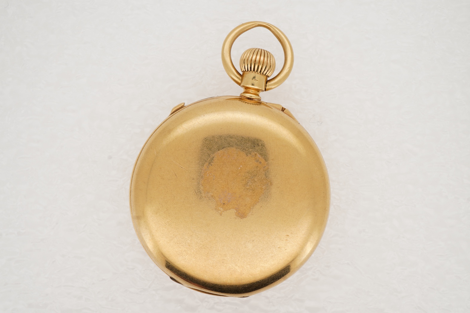 A Victorian 18ct gold Hunt & Roskell keyless hunter hour repeating fob watch